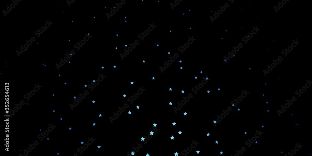 Dark BLUE vector background with small and big stars. Decorative illustration with stars on abstract template. Best design for your ad, poster, banner.