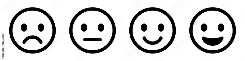 Fototapeta premium Emoticons set. Emoji faces collection. Emojis flat style. Happy and sad emoji. Line smiley face - stock vector.