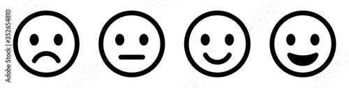 Emoticons set. Emoji faces collection. Emojis flat style. Happy and sad emoji. Line smiley face - stock vector.