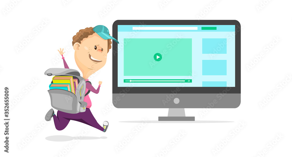 Webinar vector illustration. Online education courses, the teaches students online.