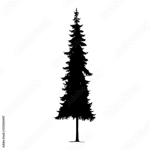 Silhouette of pine tree. Hand made.