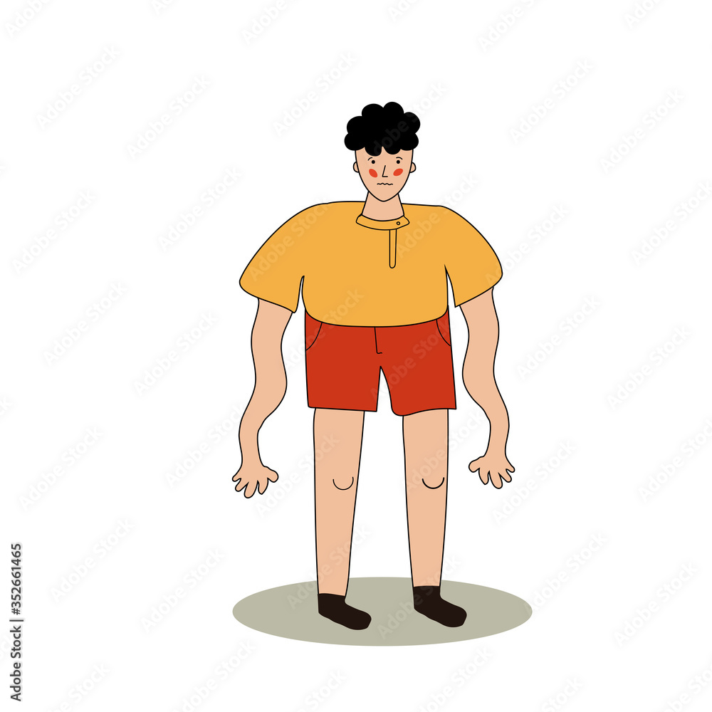 Fototapeta premium the man is weak. overwork. Vector illustration in hand-drawn style.