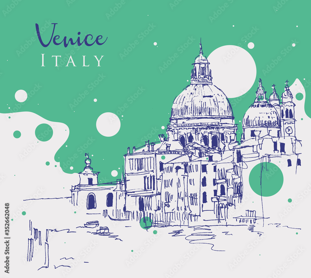 Drawing sketch illustration of Venice, Italy