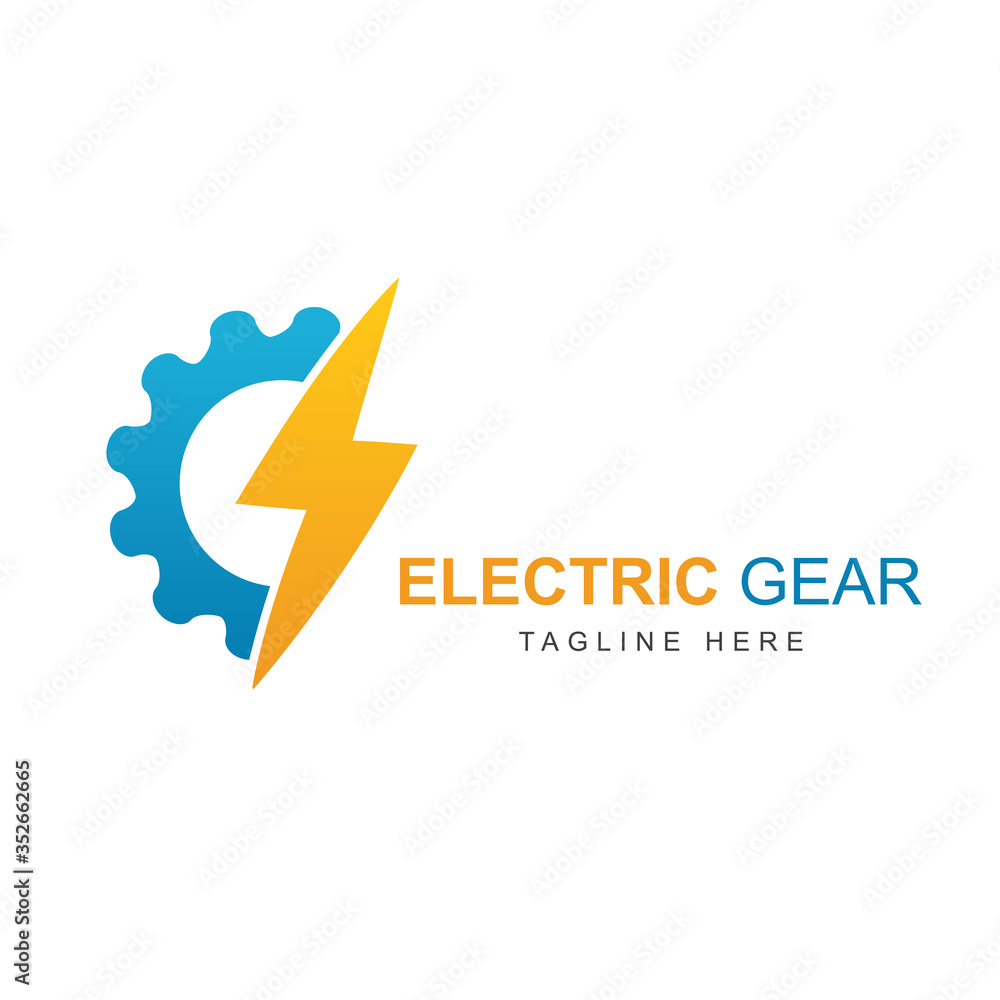 Electric power vector logo design element with gear shape. Service energy and thunder electricity symbol concept. Lightning bolt sign in the circle. Flash vector emblem template. Power fast speed Electric power vector logo design element with gear shape. Service energy and thunder electricity symbol concept. Lightning bolt sign in the circle. Flash vector emblem template. Power fast speed