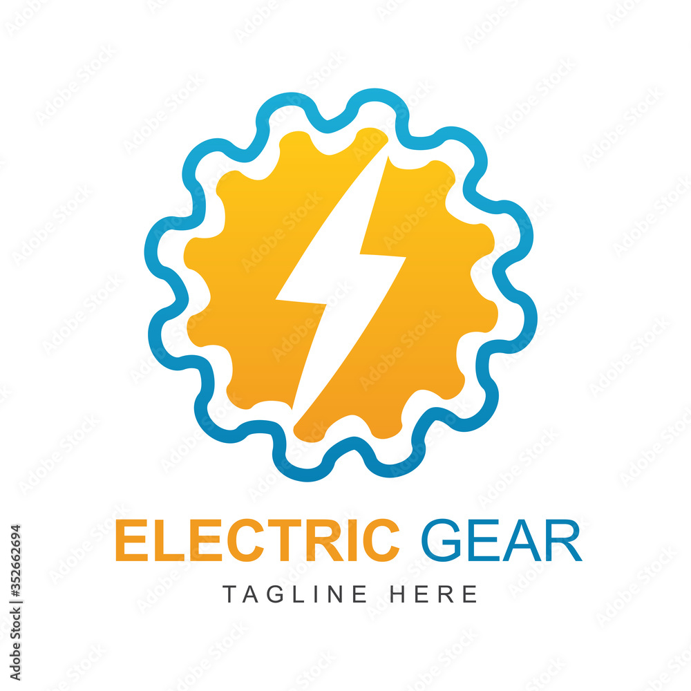 Electric power vector logo design element with gear shape. Service energy and thunder electricity symbol concept. Lightning bolt sign in the circle. Flash vector emblem template. Power fast speed Electric power vector logo design element with gear shape. Service energy and thunder electricity symbol concept. Lightning bolt sign in the circle. Flash vector emblem template. Power fast speed