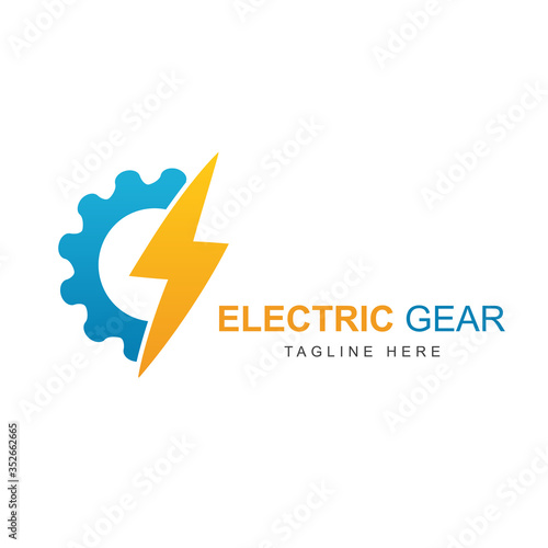 Free Download Electric power vector logo design element with gear shape. Service energy and thunder electricity symbol concept. Lightning bolt sign in the circle. Flash vector emblem template. Power fast speed - GFXLoad