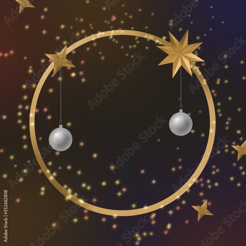 illustration on a black background with christmas balls. Christmas balls. Silver Christmas balls. Place for your text, banner.