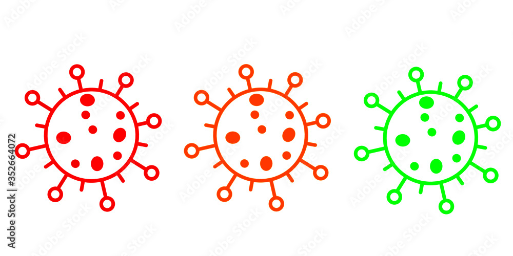 Coronavirus icon set for infographic .Isolated corona virus flat multicolors