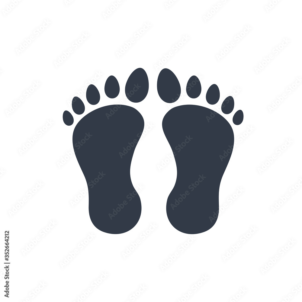 Walking footprints and steps of human shoes and feet black icon on white like elements for design, stock vector illustration Walking footprints and steps of human shoes and feet black icon on white like elements for design, stock vector illustration
