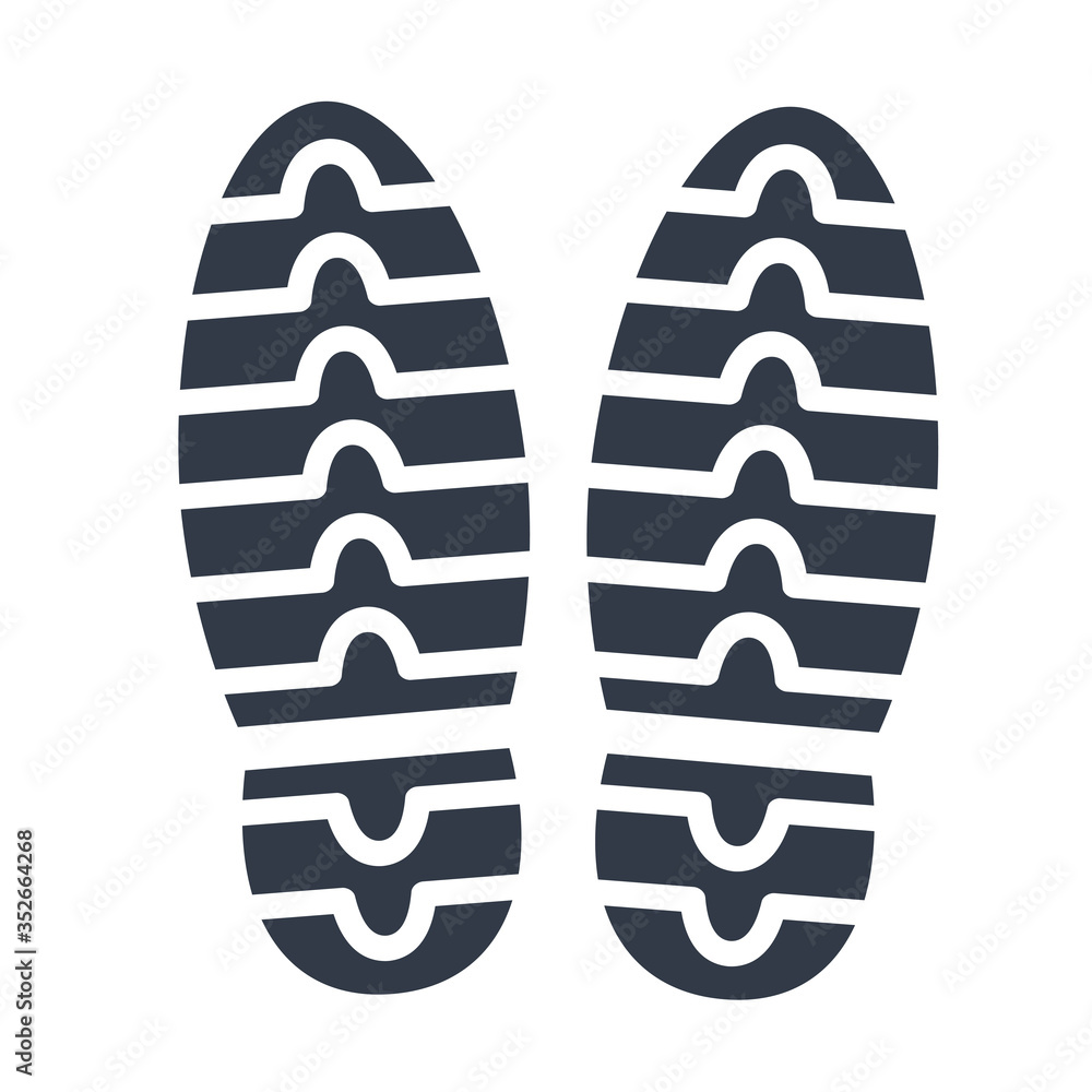 Walking footprints and steps of human shoes and feet black icon on white like elements for design, stock vector illustration Walking footprints and steps of human shoes and feet black icon on white like elements for design, stock vector illustration