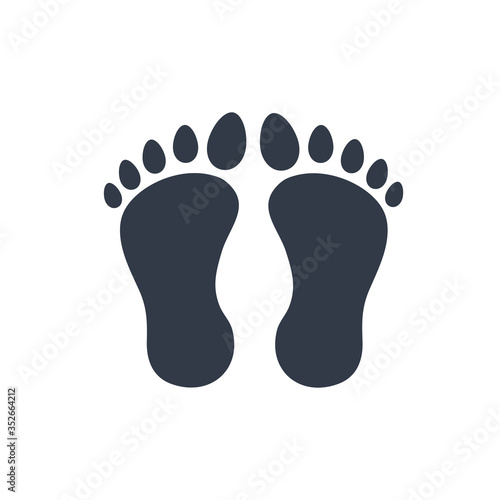 Walking footprints and steps of human shoes and feet black icon on white like elements for design, stock vector illustration
