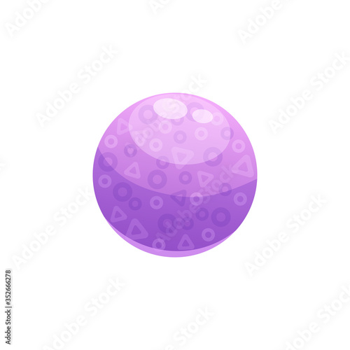 vector icon of the violet planet of the solar system, cartoon sticker for teaching astronomy, space for children in school online, uranus with spots on the surface, shiny ball isolated on white eps 10