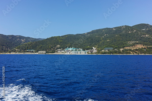 Landscape of Mount Athos at the Holy Mountain, Greece photo