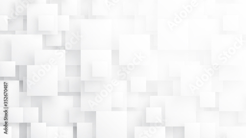 Foto Rendered 3D Different Size Squares Technology Minimalist White Conceptual Abstract Background