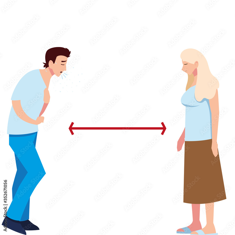 Social distancing between woman and man vector design Social distancing between woman and man vector design