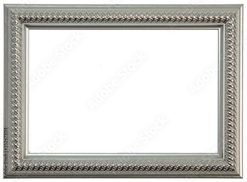 Silver photo frame highlighted on a white background