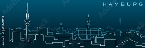 Hamburg Multiple Lines Skyline and Landmarks