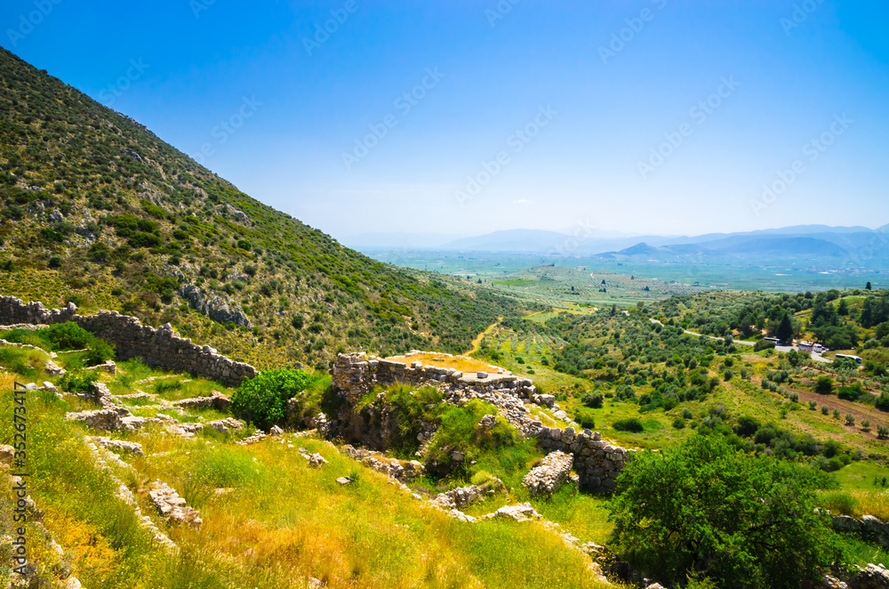 Ruins of Mykines, center of Greek civilization, Peloponnese, Greece. UNESCO World Heritage Site
