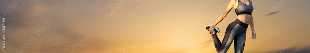 Obraz premium A young slim athletic girl in sportswear with snakeskin prints performs a set of exercises. Fitness and healthy lifestyle.