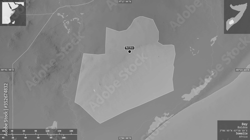 Bay, Somalia - composition. Grayscale photo