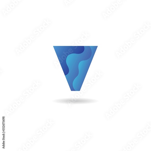 initial v with water logo design vector template