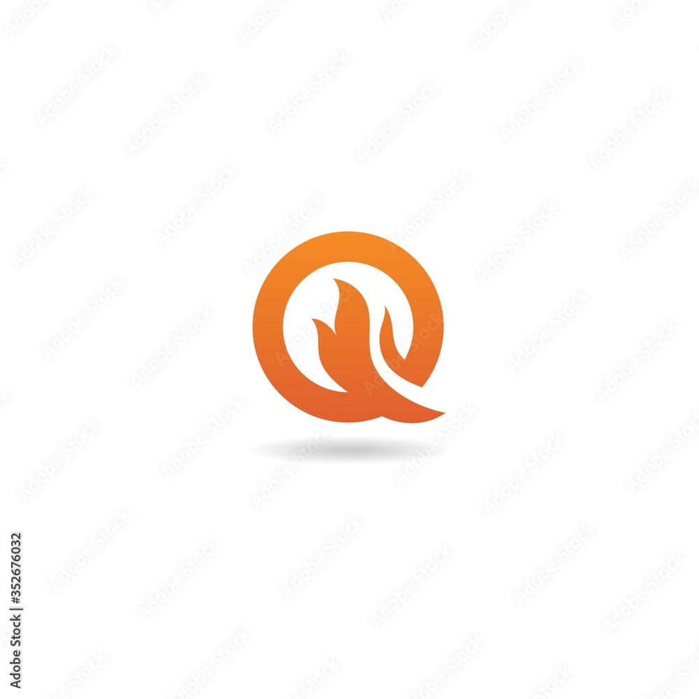 initial q with fire logo design vector template initial q with fire logo design vector template
