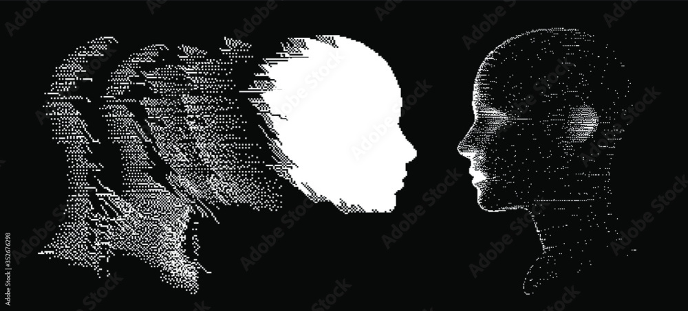 Narcissistic personality disorder. Two splitted heads of person and its  doppelganger or twin. Stock Vector | Adobe Stock