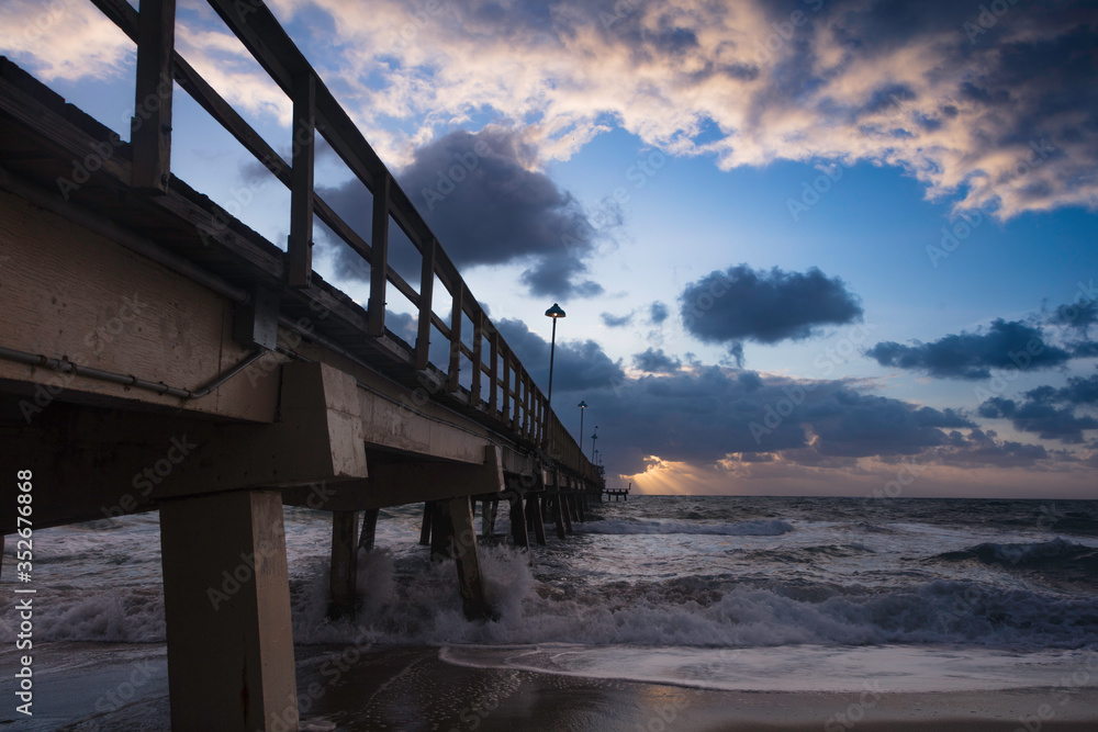 Pompano Beach Pier Broward County Florida by sunrise