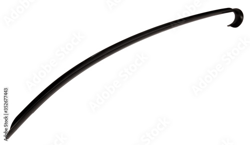 Long black shoehorn or shoe spoon plastic isolated on white background