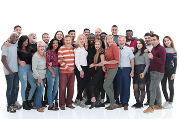 Large group of multiethnic cheerful people isolated