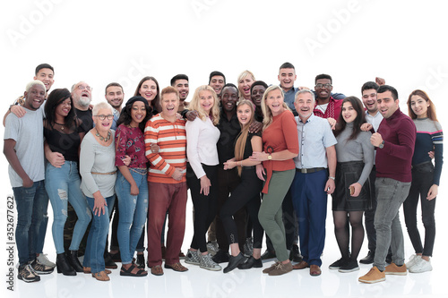 Large group of multiethnic cheerful people isolated