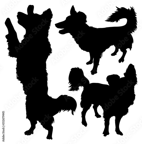  silhouettes of a small dog vector