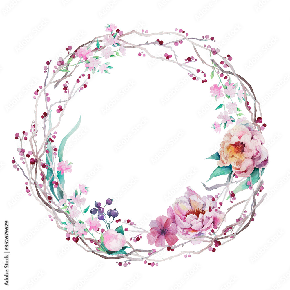 light wreath with berries and flowers