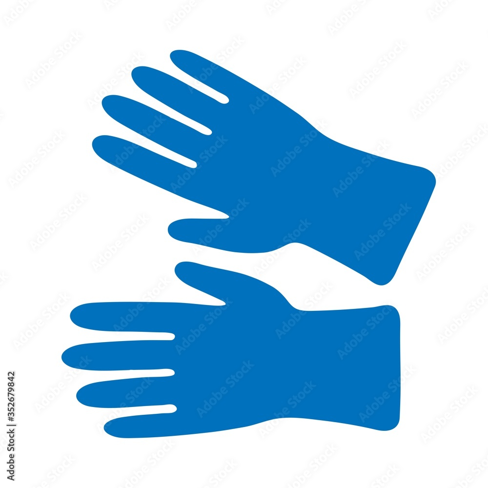 blue medical gloves. color isolated freehand drawing in flat style. memo, icon, poster.