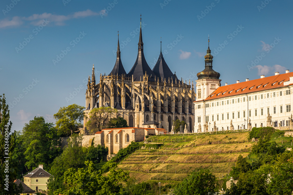 Historic houses in the center of Kutna Hora in the Czech Republic, Europe. UNESCO World Heritage Site.