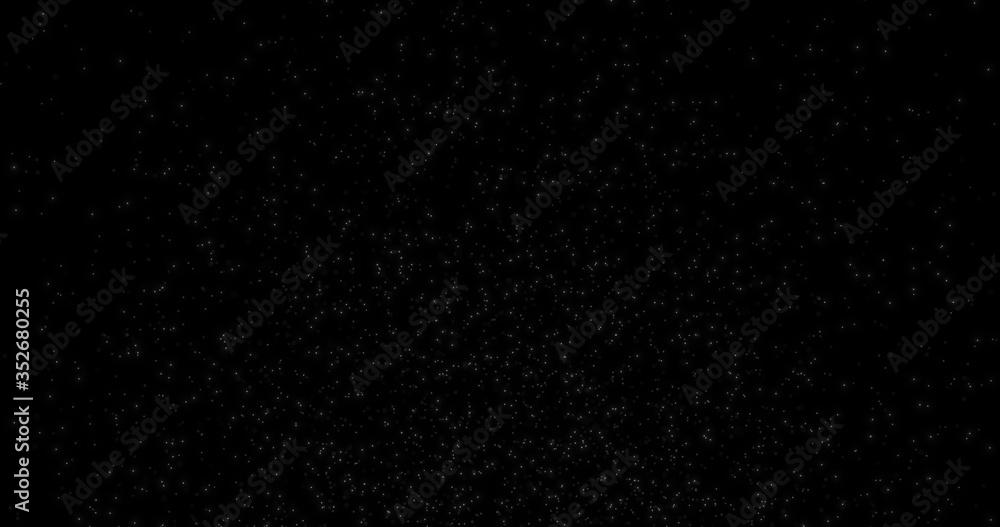 Motion of shinny dots stars animation on solid black background for overlay effect loop spread with clear glow sky blinking twinkling light in the space 