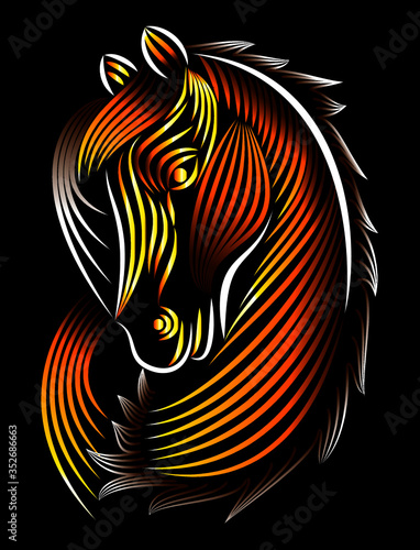 horse vector line art for t-shirt or logo designs