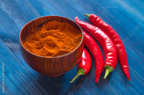 cayenne chilli peppers with chili powder