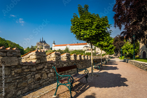 Royal Palace Park. Panorama city of Kutna Hora. The Cathedral of St Barbara and Jesuit College in Kutna Hora, Czech Republic, Europe. UNESCO World Heritage Site © Pavel Rezac