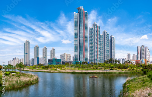This is the skyscrapers of Cheongna International City  Incheon  Korea.