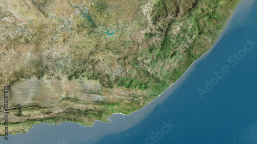 Eastern Cape, South Africa - outlined. Satellite photo