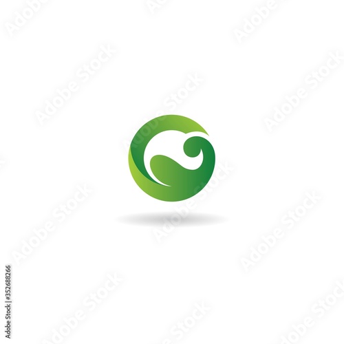 initial o with leaf logo design vector template