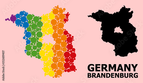 Rainbow Mosaic Map of Brandenburg State for LGBT
