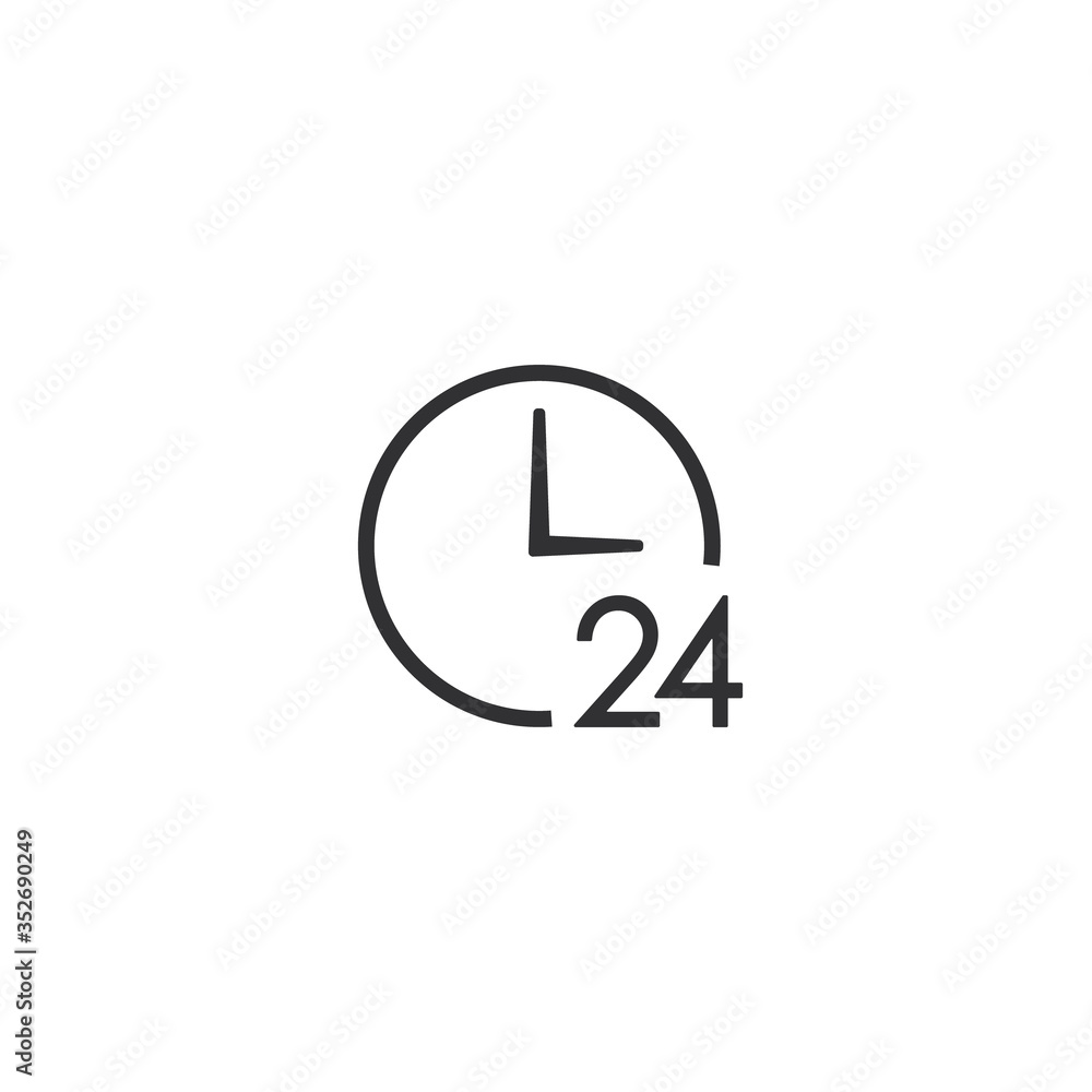 Clock 24 Icon, Time symbol, Vector isolated illustration Clock 24 Icon, Time symbol, Vector isolated illustration