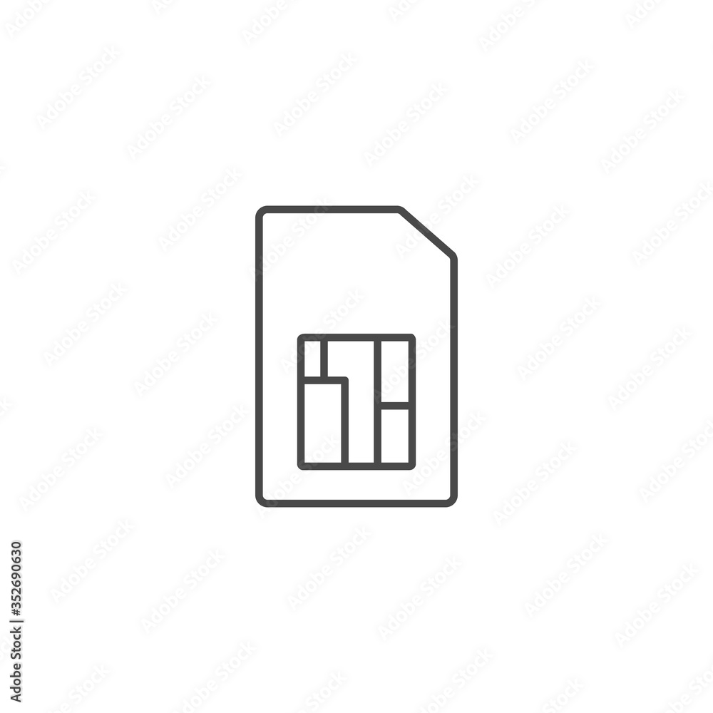 SIM card line icon, Vector isolated simple illustration SIM card line icon, Vector isolated simple illustration