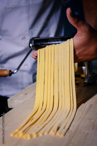 Preparation of homemade pasta.Italian concept food.