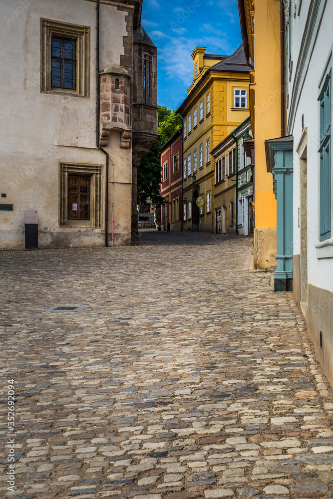morning in picturesque historic city. Historic houses and streets in the center of Kutna Hora in the Czech Republic, Europe. UNESCO World Heritage Site.
