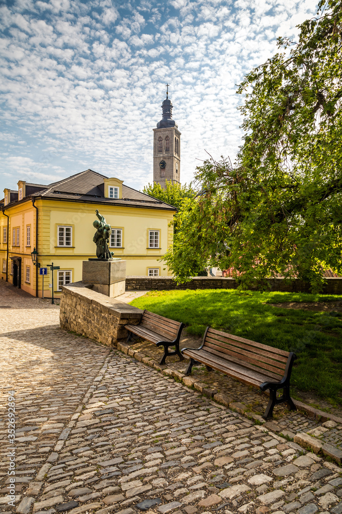 morning in picturesque historic city. Historic houses and streets in the center of Kutna Hora in the Czech Republic, Europe. UNESCO World Heritage Site.