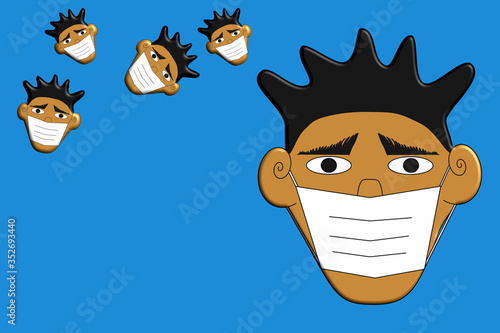 Illustration a man in a medical mask