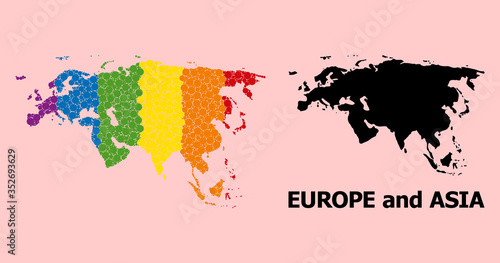Rainbow Mosaic Map of Europe and Asia for LGBT